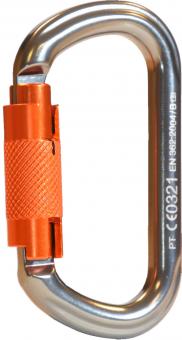 Treehog - THK002 Oval Triple Action Aluminium Karabiner - Grey/Orange - 69mm x 110mm