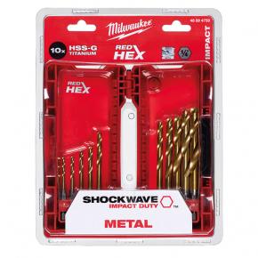 Milwaukee Shockwave HSS-G TiN Red Hex - 10 pc Set