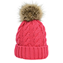 HyFASHION Melrose Cable Knit Bobble Hat - Raspberry