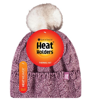 Heat Holders Cable Knit Pom Pom Hat
