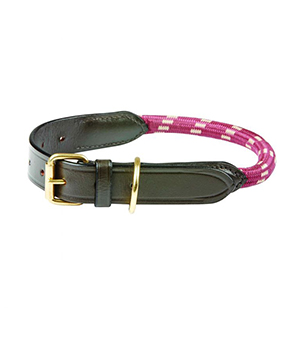 Weatherbeeta Rope Leather Dog Collar - Burgundy/Brown