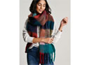 Joules Folley Brushed Check Scarf - Navy Green Check