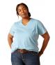 Ariat Rebar Cotton Strong V-Neck T-Shirt Short Sleeve - Norse Blue Heather