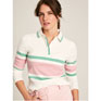 Joules Fairfield Long Sleeve Ribbed Polo Shirt - Cream/Pink/Green
