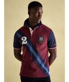 Joules Embellished Classic Fit Polo Shirt - Navy/Burgundy