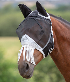 Shires Fine Mesh Fly Mask with Nose Fringe