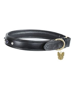 Digby & Fox Diamante Padded Dog Collar - Black