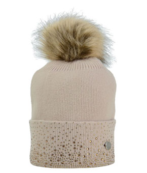 Hy Diamante Bobble Hat - Beige