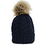 HyFASHION Melrose Cable Knit Bobble Hat - Navy