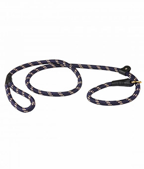 Weatherbeeta Rope Leather Slip Dog Lead - Navy/Brown