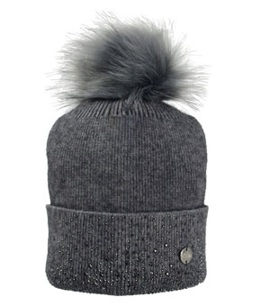 Hy Diamante Bobble Hat - Grey