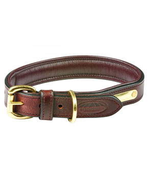 Weatherbeeta Padded Leather Dog Collar Brown