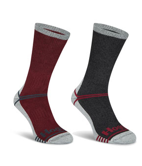 Hoggs Of Fife Field & Outdoor Coolmax Sock (Twin Pack) - Burgundy/Grey