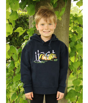 Hy Equestrian Thelwell Collection Children's Badge Hoodie - Navy