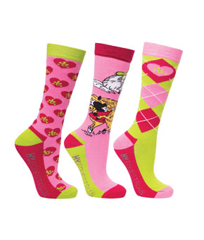 Hy Equestrian Thelwell Hugs Collection Miz Socks 3pk