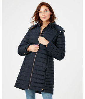 Joules Canterbury Long Padded Coat - Marine Navy