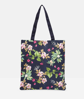 Joules Lulu Shopper Canvas Tote - Navy Floral