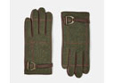 Joules Allerdale Tweed And Leather Gloves - Green Tweed