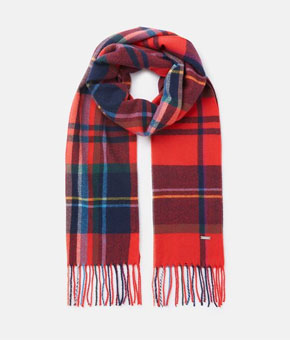 Joules Bracken Check Warm Handle Scarf - Red Check