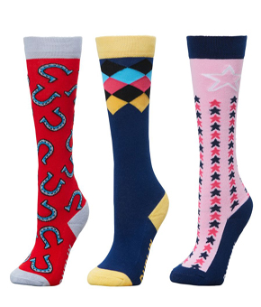 Dublin Kids 3 Pack Socks - Coral Horse Shoes