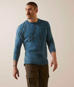 Ariat Rebar Workman Logo Long Sleeve T-Shirt - Teal