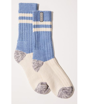 Sealskinz Womens Cawston Bamboo Mid Sock Blue/Cream/Grey