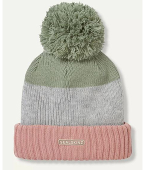 Sealskinz Flitcham Waterproof Bobble Hat Pink/Green/Grey