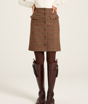 Joules Avery Tween Skirt - Brown Houndstooth