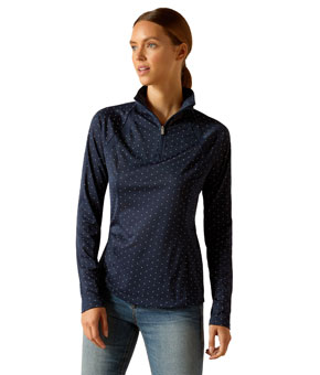 Ariat Sunstopper 3.0 1/4 Zip Baselayer - Navy Dot