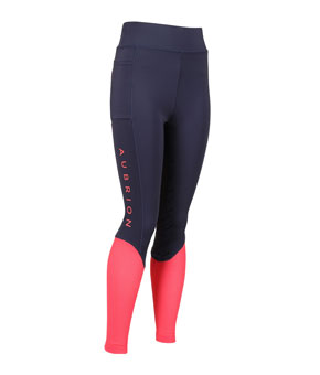 Aubrion Young Rider Rhythm Mesh Riding Tights - Navy