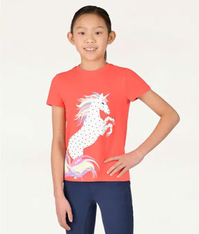 Dublin Kids Tilly Tee - Coral Rainbow Horse