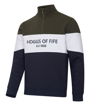 Hoggs Of Fife Dumfries 1888 Gents 1/4 Zip Jumper - Forest / White / Navy