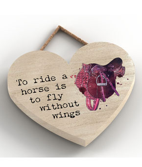 Platinum Agencies Small Heart Plaque - To ride a horse is to fly without wings