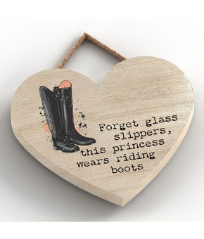 Platinum Agencies Small Heart Plaque - Princess wears riding boots