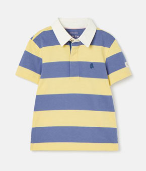 Joules Ozzy Jersey Short Sleeve Rugby Shirt - Yellow/Navy