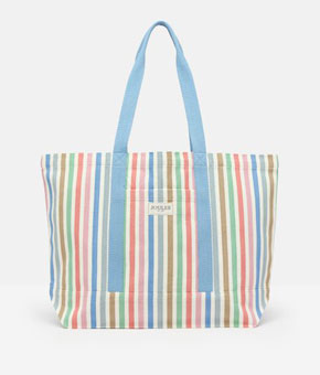 Joules Promenade Canvas Beach Bag - Pastel Striped