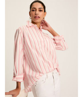 Joules Amilla Striped Cotton Shirt - Pink/White