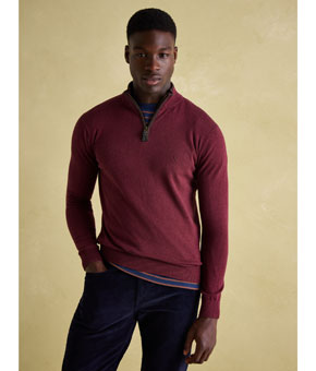 Joules Hillside Quarter Zip Knit Jumper - Burgundy