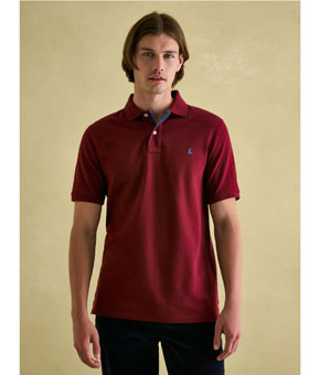 Joules Woody Regular Fit Cotton Pique Polo Short - Burgundy Red