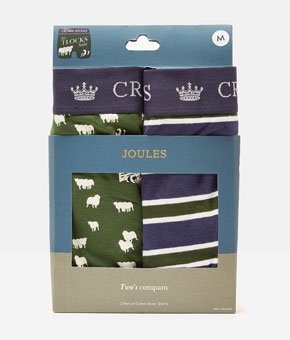 Joules Crown Joules Pack Of Two Cotton Briefs - Green/Navy