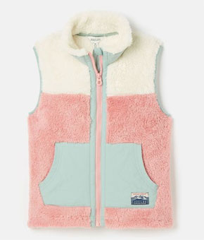 Joules Girls Always Cosy Colourblock Fleece Gilet - Pink