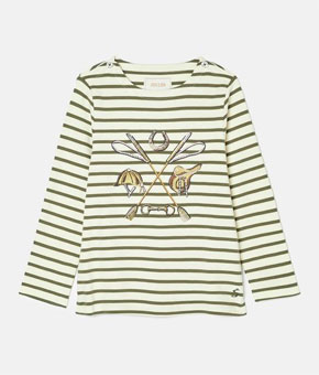 Joules Girls Harbour Long Sleeve Top - Khaki Green