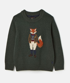 Joules Kids Jonty Intarsia Fox Artwork Jumper