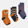 Joules Boys Neat Feet 3 Pack Socks - Orange/Navy