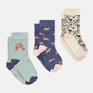 Joules Girls' Neat Feet Blue 3 Pack Socks