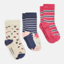 Joules Girls Neat Feet Navy/Pink Horse 3PK Socks