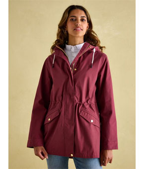 Joules Portwell Waterproof Raincoat With Hood - Burgundy