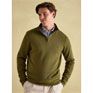 Joules Alistair Quarter Zip Cotton Sweatshirt - Khaki Green