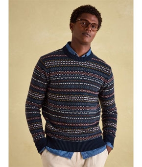 Joules Fair Isle Crew Neck Jumper Navy