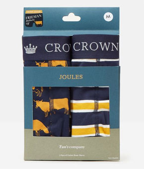 Joules Crown Joules Pack Of Two Cotton Boxers - Navy/Yellow